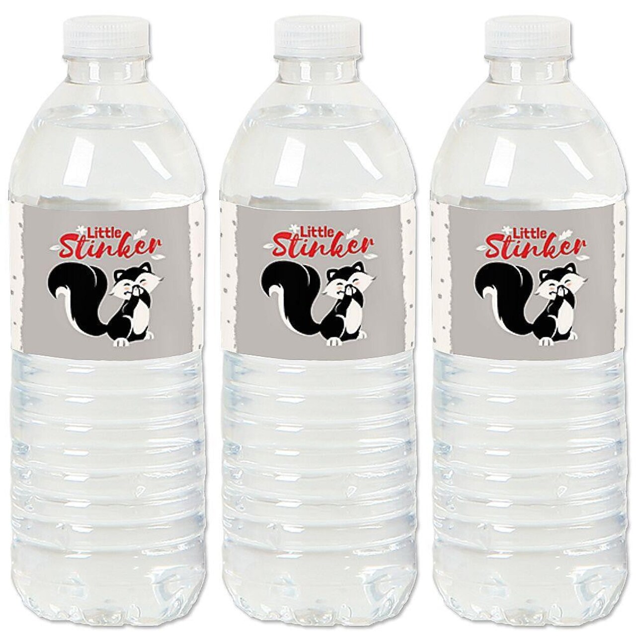 Big Dot of Happiness Little Stinker - Woodland Skunk Baby Shower or Birthday Party Water Bottle Sticker Labels - Set of 20